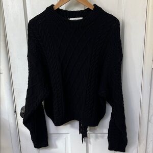 Chan Luu Black Cable Knit Sweater Size S